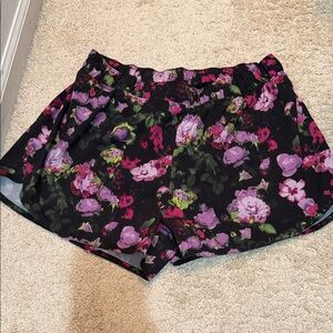 Old Navy Black and Pink Floral Athletic Shorts